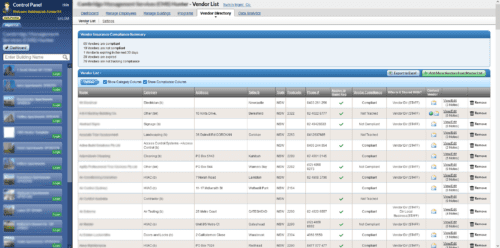 Contractor view from the management company dashboard